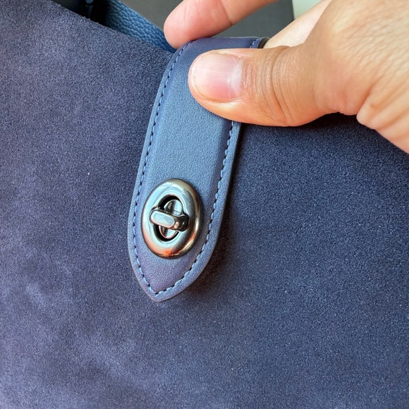 Coach | Bags | Coach Hadley Convertible Crossbody Bag Navy Suede - Picture 3 of 7